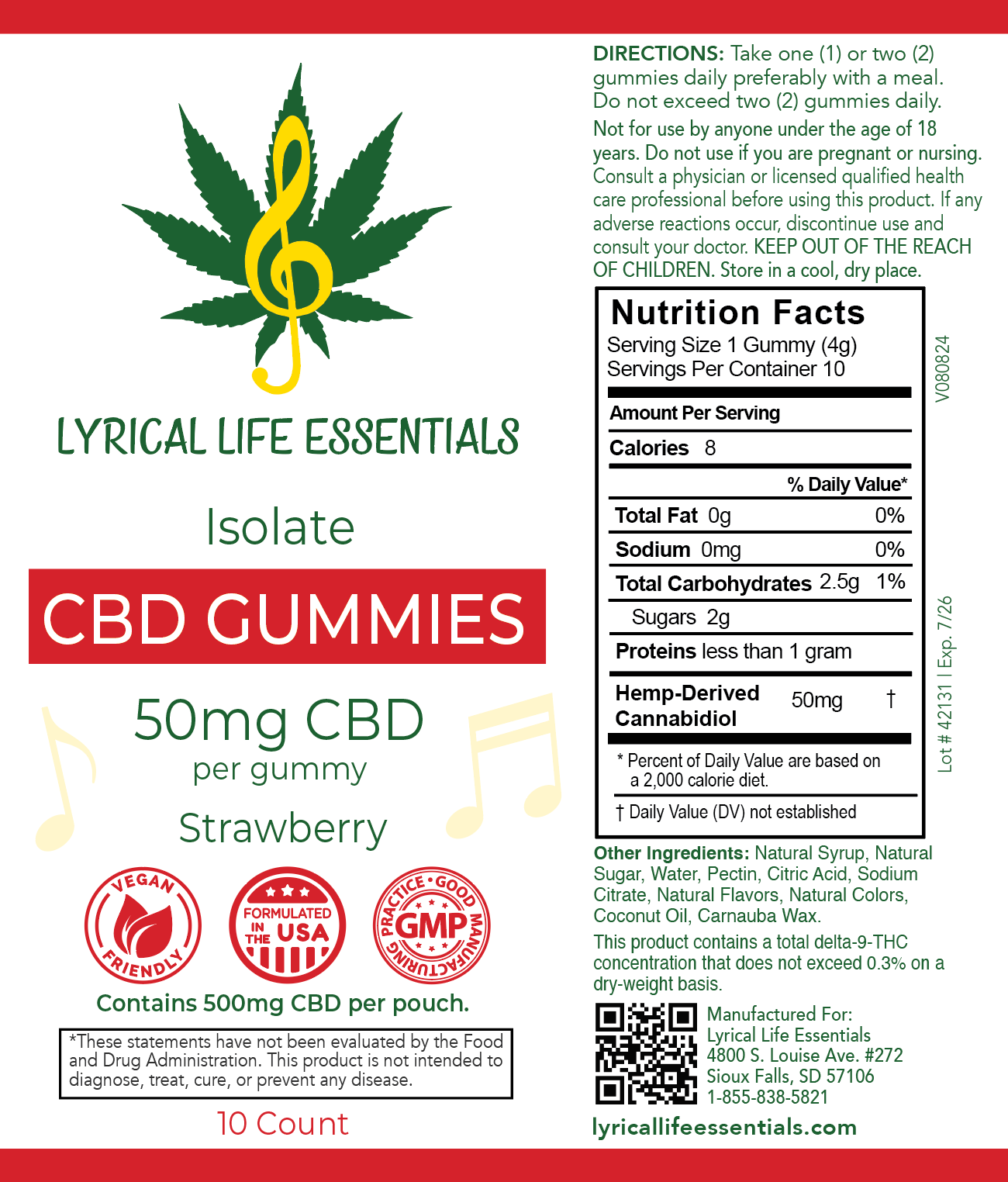 CBD Isolate Gummies label CBD Isolate Gummies label